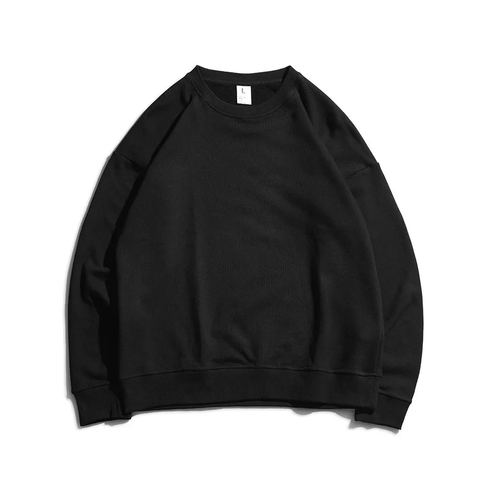 

Oversized Cotton Pullover for Men and Women, Loose Long Sleeve Top, Monochrome Sweatshirt, O Neck, Autumn