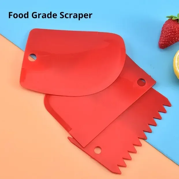3pcs/Set Plastic Dough Cutting Spatula Baking Red Decorating Tool Thickened Cream Spatula