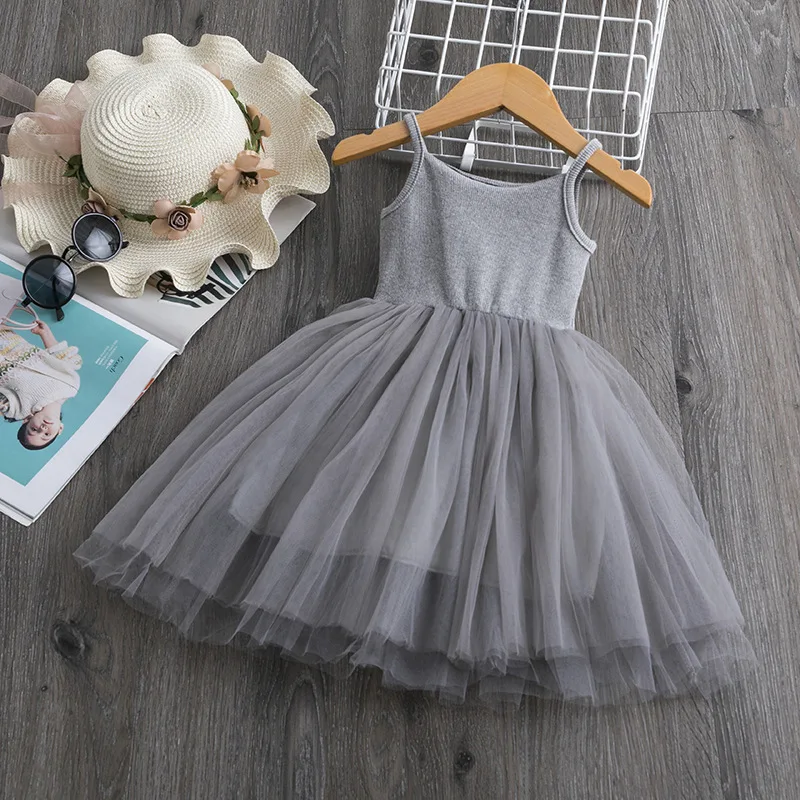 

Summer Cute Girls Princess Dress Kids Sleeveless Tulle Clothes Children Birthday Party Easter Suspender Puffy Skirt 40