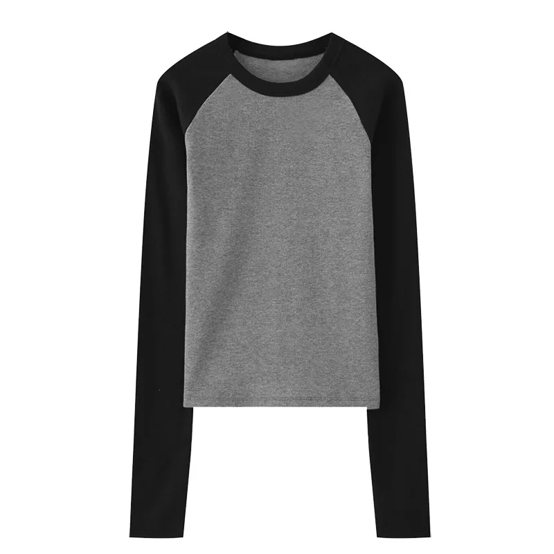 Women Long Sleeve Slim Fit Patchwork T Shirts
