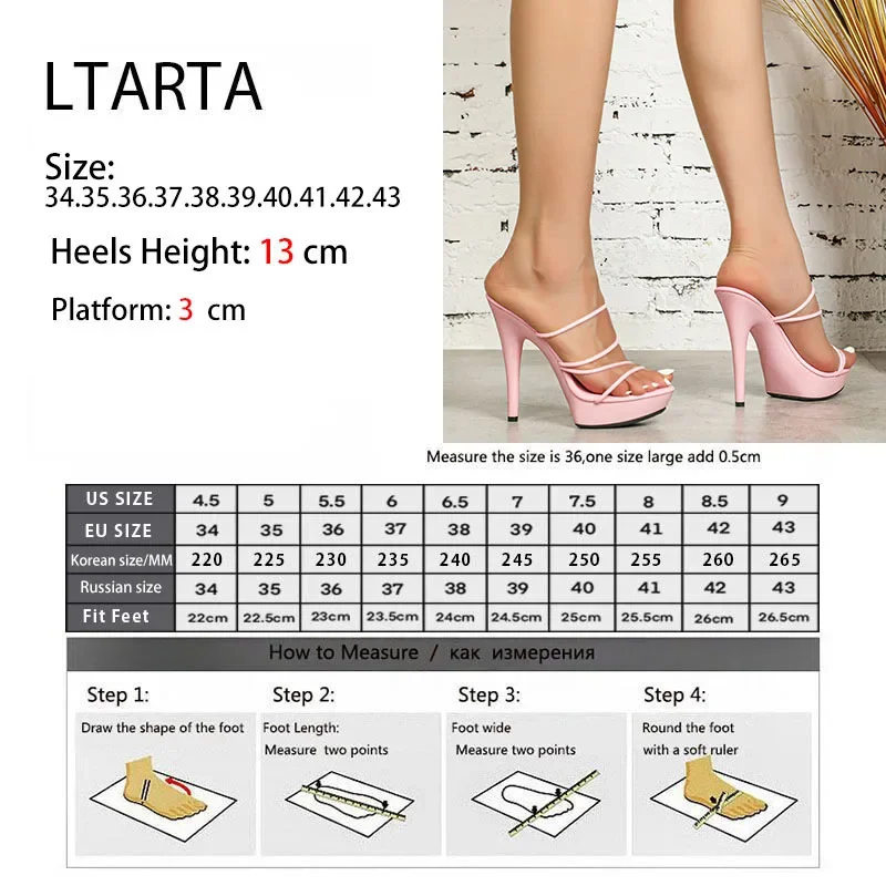 LTARTA 2024 여성 플랫폼 섹시 샌들, LFD-1099-27 크로스 레이스 댄스 슈즈, 13cm 힐