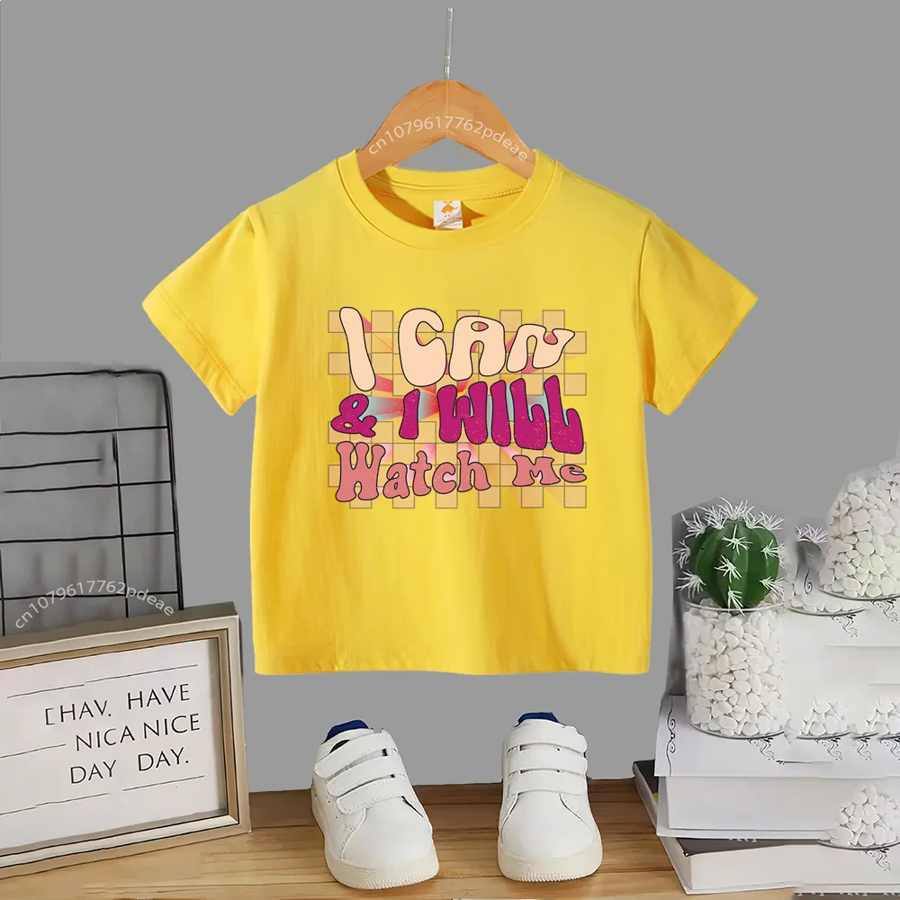 십대 스트리트 스타일 100% 코튼 알파벳 프린트 반팔 티셔츠, 아동용 편안한 크..