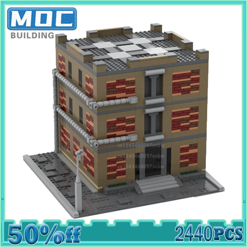 

MOC Building Blocks Rustic Apartment Modular Model Street View DIY Assemble Bricks Architecture Creative Kids Toys Gifts