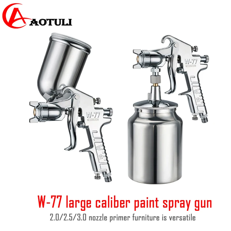 

Pneumatic Paint Spray Gun W-77 Upper Pot Lower Pot High Atomization Auto Furniture Spray Gun 2.0/2.5/3.0 nozzle Spray Gun