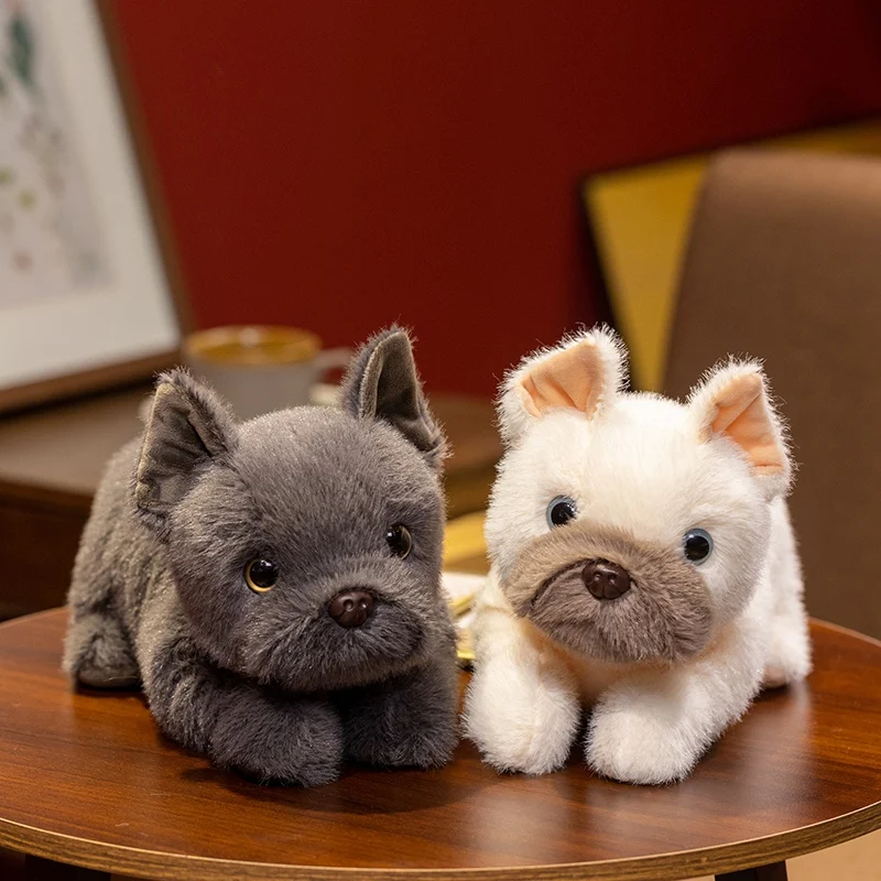 30CM Simulation Lying Bulldog Plush Toy Lovely Bulldog Pillow Stuffed Dog Doll Birthday & Back to School Anime Gift