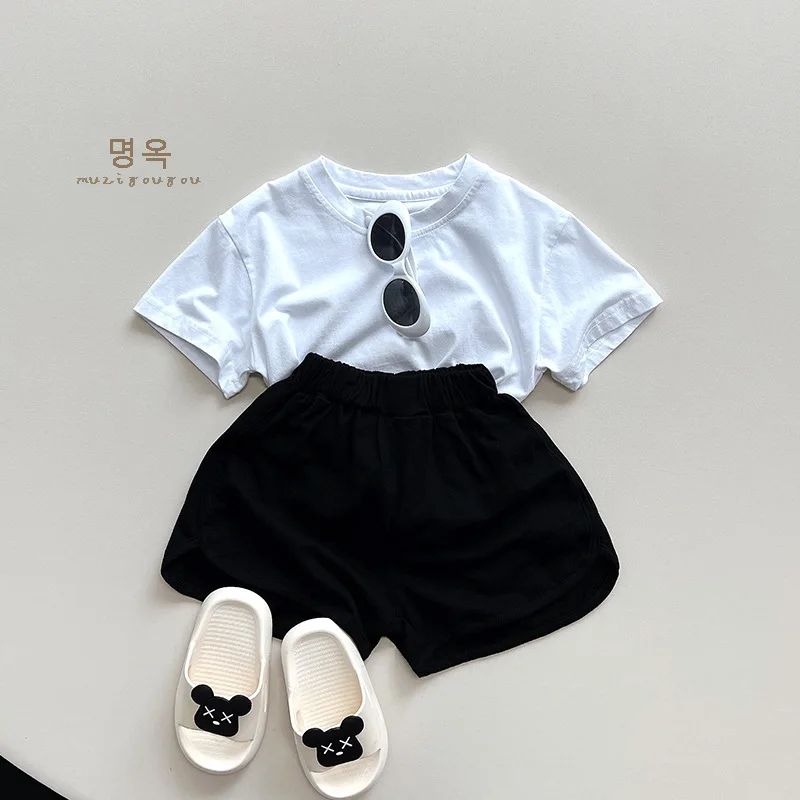 Kinder Korte Mouw T-Shirt 2023 Zomer Jongens En Meisjes Match Koreaanse Stijl Nieuwe Modieuze Casual Losse Top Baby Eenvoudig T-Shirt