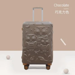 Cartoon 3D owl suitcase 24 inch female trolley box universal wheel can be expanded password male luggage