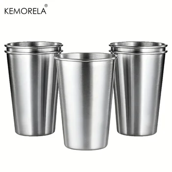 KEMORELA 4PCS Tazze in acciaio inossidabile 300/400/500ML Bicchieri in acciaio inossidabile Pinte Tazze da campeggio Bicchieri da bere Tazza in metallo impilabile 1