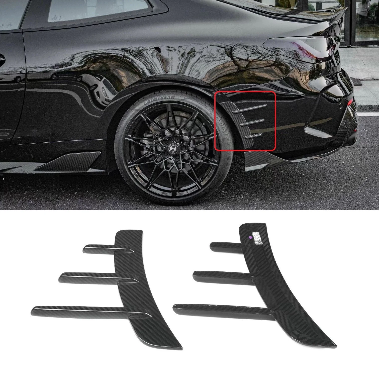 

Real Dry Carbon Fiber Rear Bumper Spoiler Air Vent Trim Car Fender For BMW 4 Series G22 G23