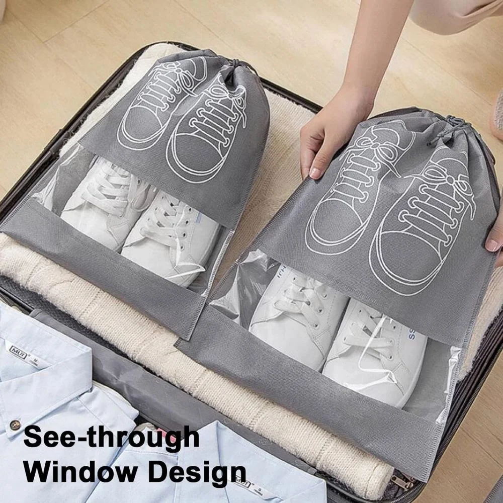 5PCS Bags Large Thickened Non-Woven Fabric Bag Dust-Proof Drawstring Shoe Travel Bag For Packing/Home 4