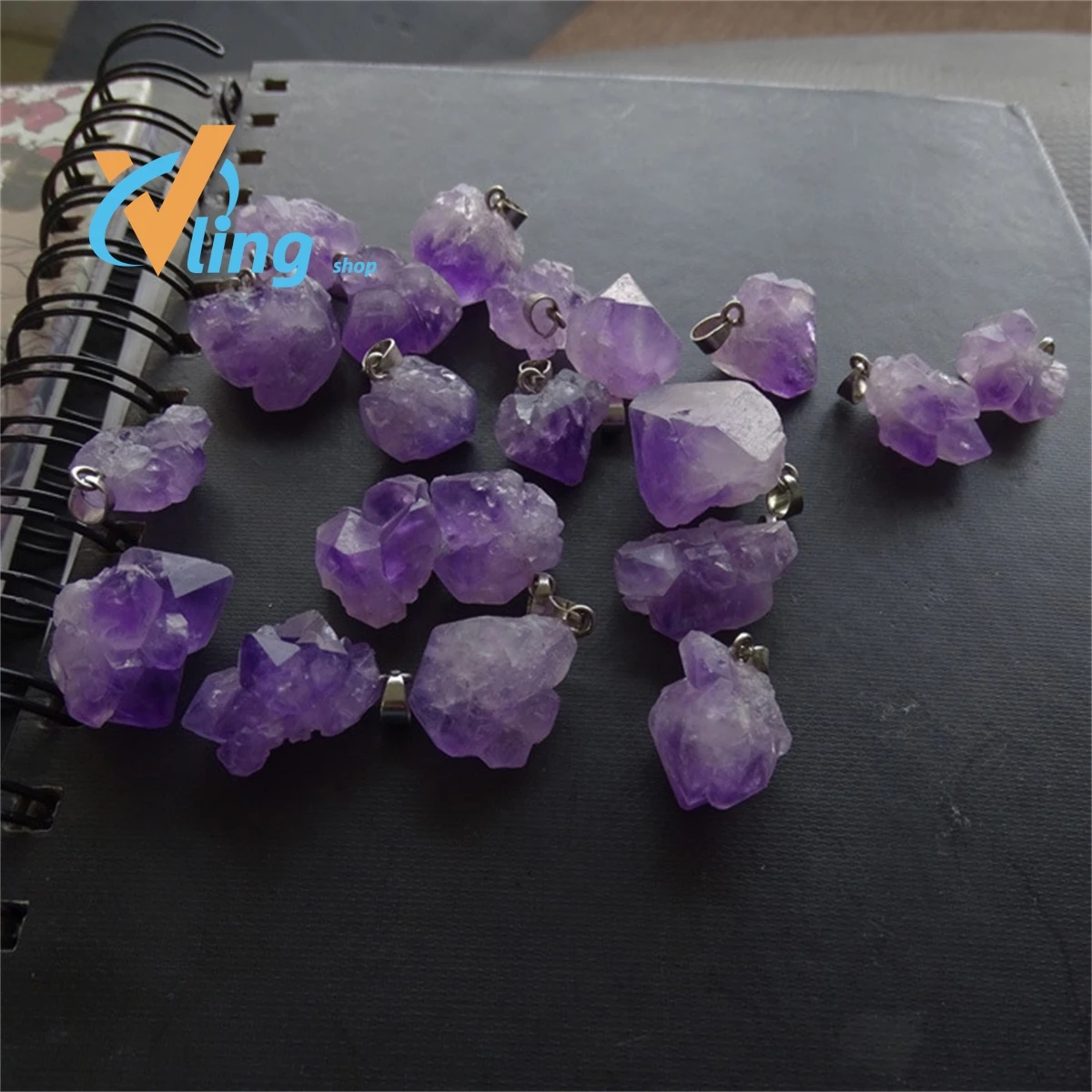 Jade And Jade Ware Manufacturers Wholesale Amethyst Pendants Leather Ropes Jewelry For Men And Women Gifts Raw Ore