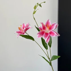 Elegant 70cm Artificial Lily Flower with Double Blooms for Wedding and Home Decor (Rose Pink Lily)
