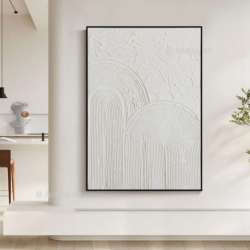 

Heavy Textured Thick Acrylic Canvas Art White Oil Paintings Art Hand Painted Abstract Canvas Wall Decor Home Showpieces Artwork