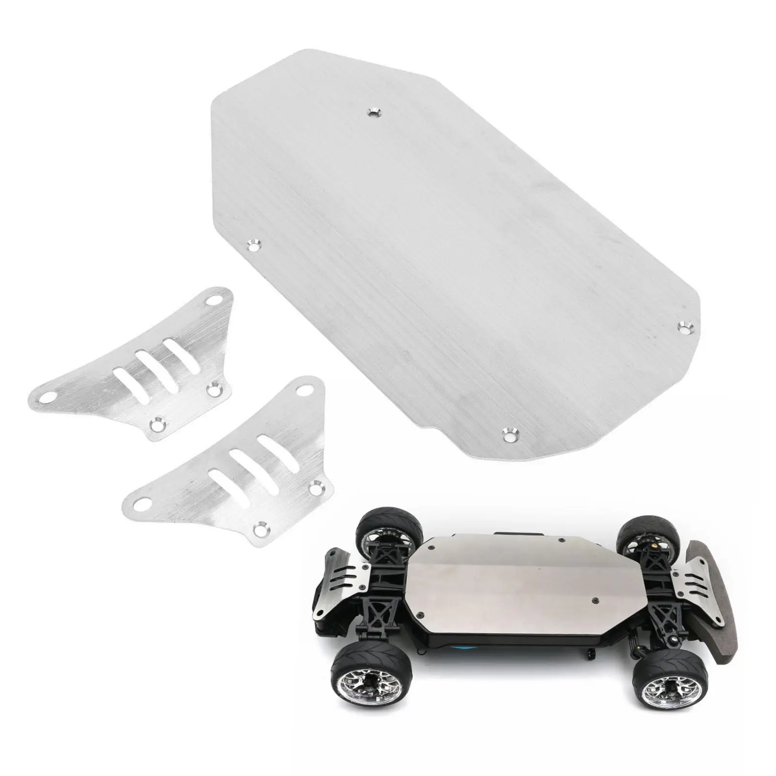 RC Car Chassis Armor Silver Simple Installation Scratch Resistant Upgraded RC Accessories Stainless Steel for tt02 1/10 Car