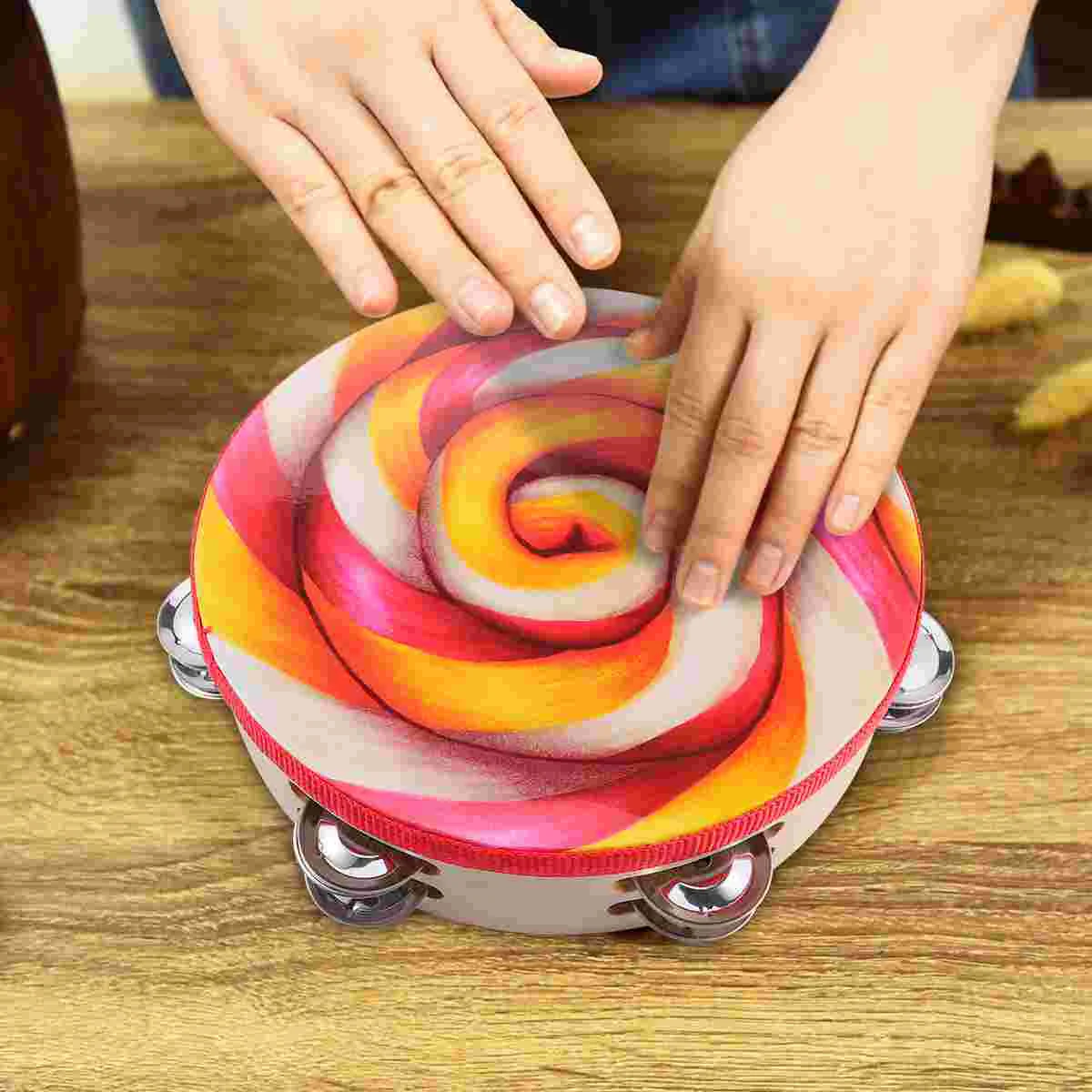 8 Inch Double Row Drum Child Hand Drums for Adults Tambourine Wooden Tambourines