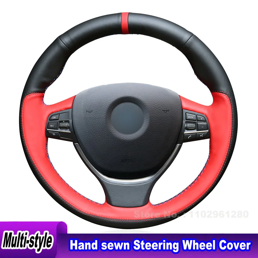 

Hand-sewn Black Non-slip Durable Leather Car Steering Wheel Cover For BMW F10 2014 520i 528i 2013 2014 730Li 740Li 750Li