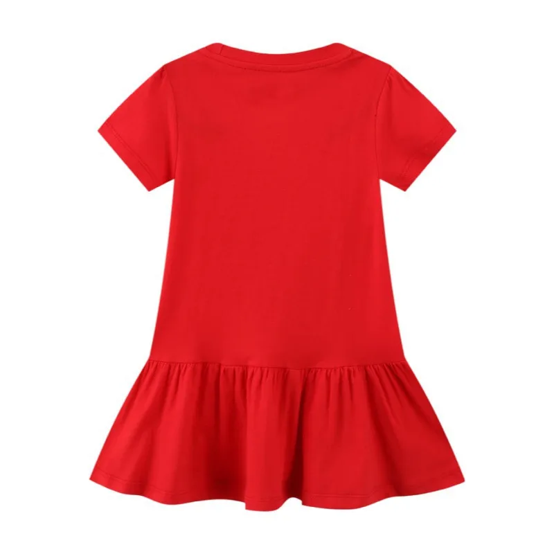 Jumping Meters Pink Girls Dresses Bag Print Summer Children's Clothes Short Sleeve Cotton Kid Dress girls dress