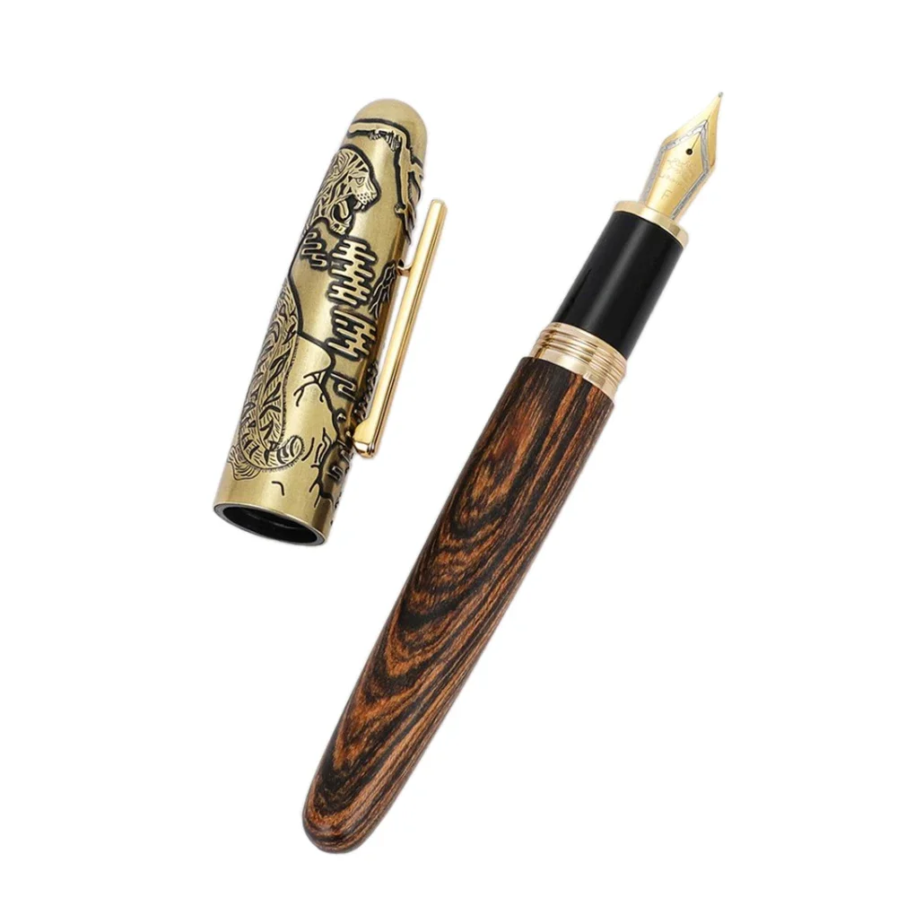 Pluma Madera Natural Artesanía Pluma Estilográfica Jinhao 9056 De Madera De ébano - Punta Fina 0.5 Mm, Convertidor De Tinta Incluido Pluma Pluma Madera Natural Artesanía Pluma Estilográfica Jinhao 9056 De Madera De ébano - Punta Fina 0.5 Mm, Convertidor De Tinta Incluido Pluma