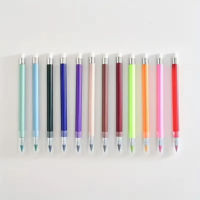 12-teiliges Set mit ewigen tintenlosen Buntstiften, die nie gespitzt werden müssen, 12 lebendige Farben, wiederverwendbar zum Skizzieren, Zeichnen, Schulbedarf – Detail 12