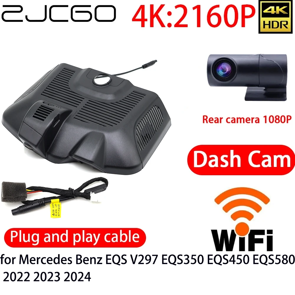 

ZJCGO 4K Car DVR Dash Cam Wifi Front Rear Camera 24h Monitor for Mercedes Benz EQS V297 EQS350 EQS450 EQS580 2022 2023 2024