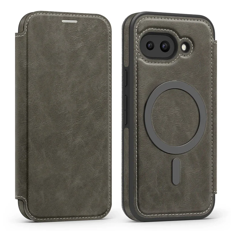 Magnetic Leather Flip Wallet Card Holder Case with Magsafe Compatibility