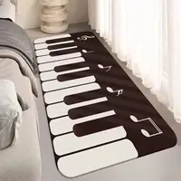 Noir blanc Piano chambre tapis cristal velours anti-dérapant tapis de sol chambre tête de lit tapis moderne minimaliste chambre tapis de sol 2