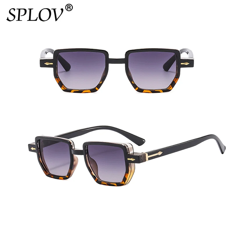 New Fashion Small Square Sunglasses for Women Men Vintage Punk Driving Sun Glasses Rivets Polygon Eyewear Gradient Shades UV400