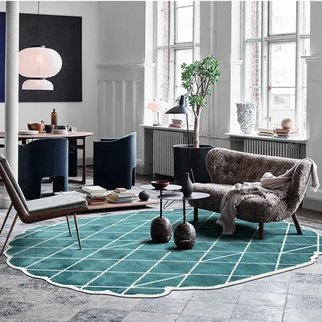 Carpet for Living Room Home Decor Geometric Abstract Lattice Fashion Light Luxury Minimalist Art Advanced Bedroom Polyester Rugs