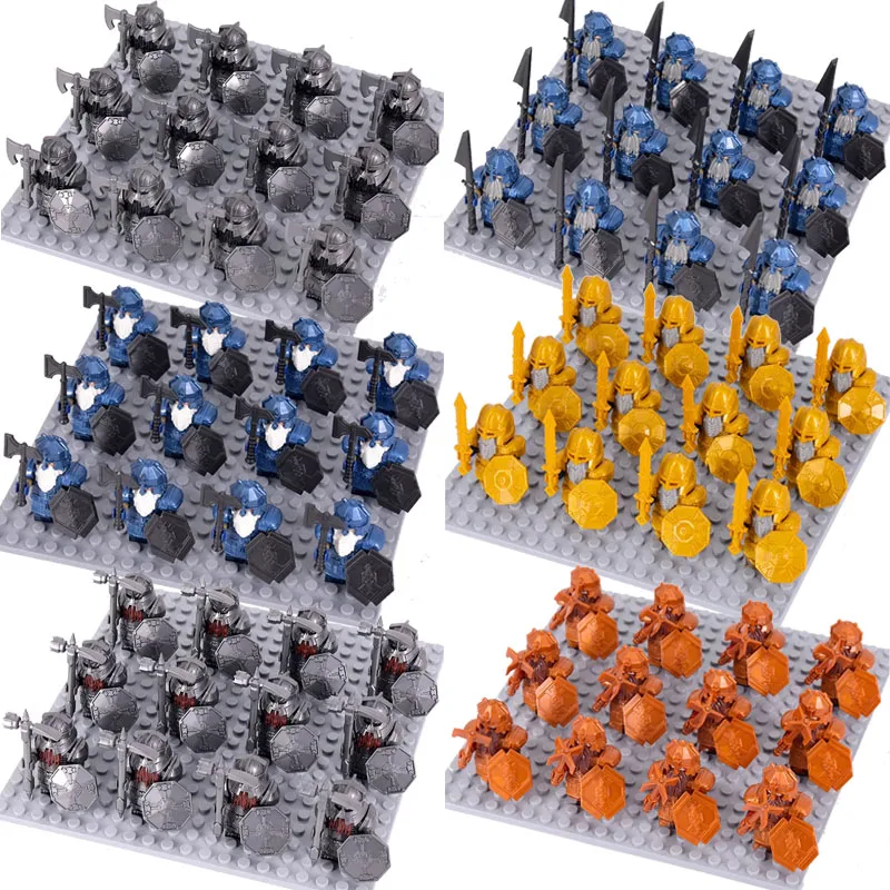 11PCS DIY Medieval Elf Soldaten Schutz Mini Bausteine Puppe Montage Bausteine MOC Kreative kinder Spielzeug
