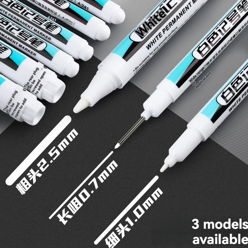 1/10/20Pcs 흰색 영구 마커 펜 세트 0.7/1.0/45MM 마커 페인트 펜 잉크 ..