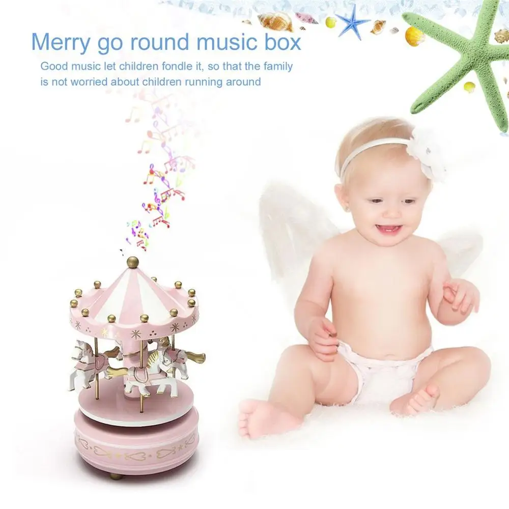 Cake Decoration Carousel Christmas Music Box Send Girls Birthday Gifts Creative Baking Decorations Musical music box carousel music box