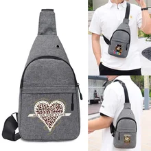 

Canvas Chest Bag New Fashion One Shoulder Travel Small Anti-theft Slim Crossbody Bag Leopard Printing Travel Essential Mini Bags