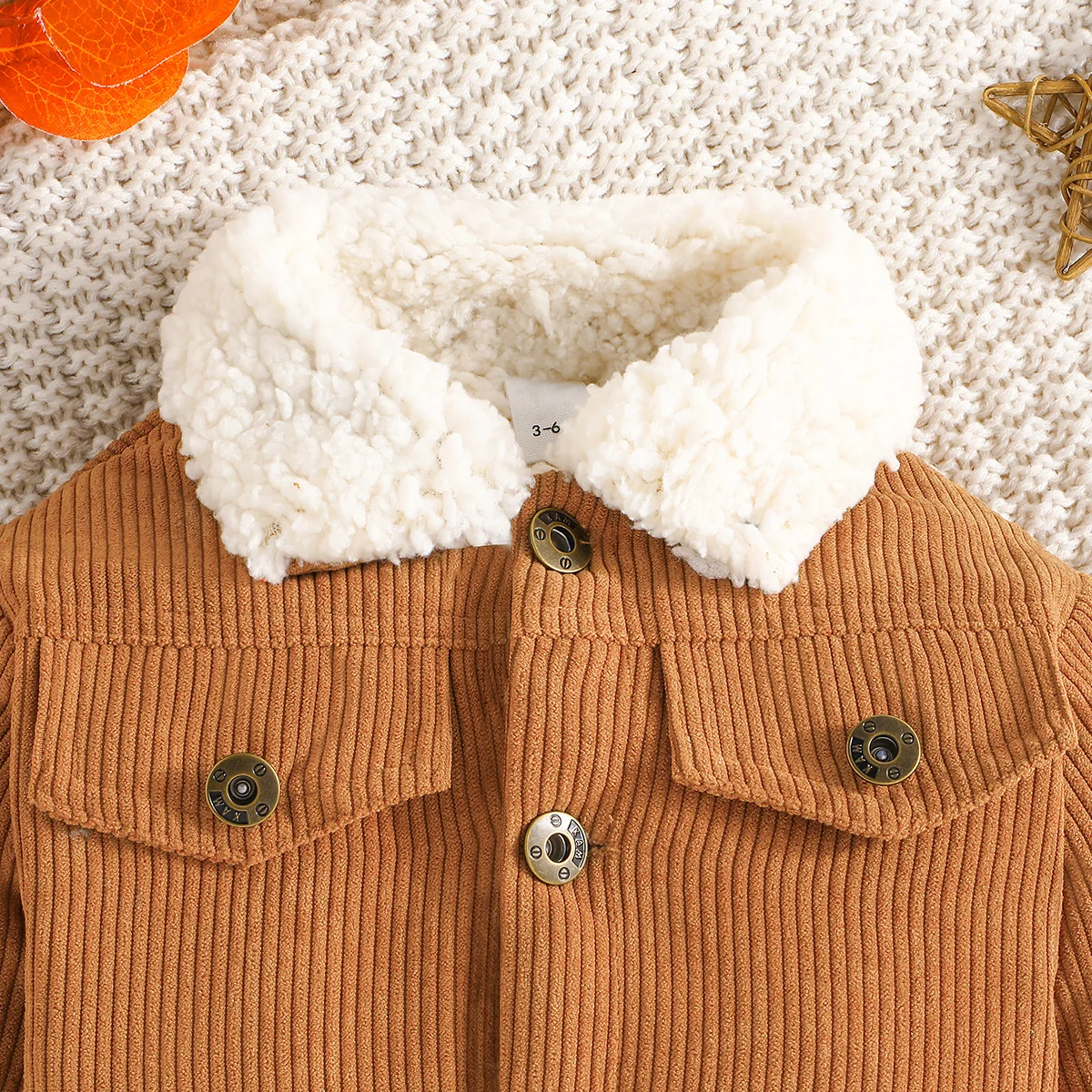 Baby Corduroy Coats For Boys Girls Winter Clothes Brown Jacket For Baby Toddler Newborn Kids Fleece Outerwear Clothes