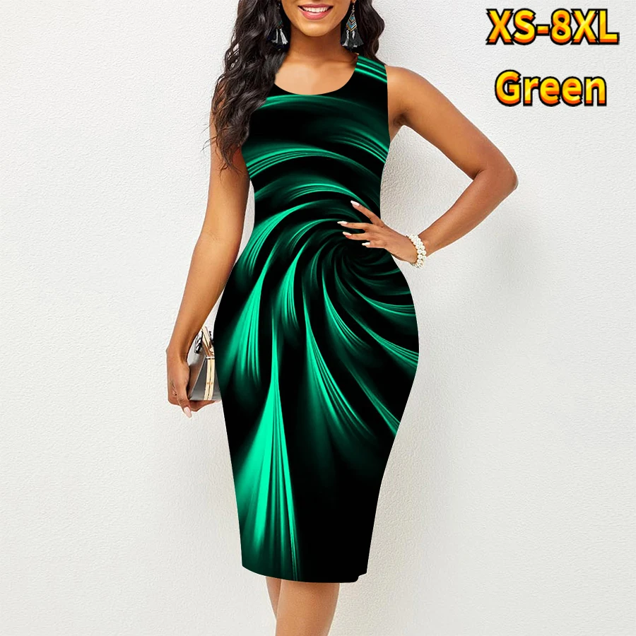 Robe,Robe sans manches ?� imprim?� g?�om?�trique pour femmes, tenue d?�contract?�e, longueur aux 