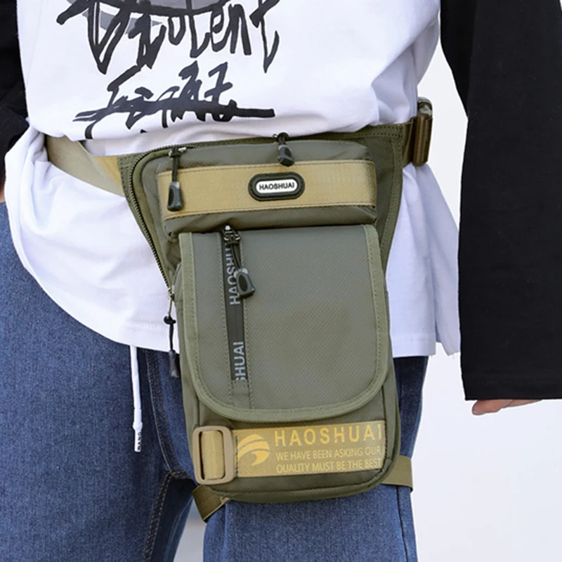 Men's Waterproof Nylon Thigh Bag - Versatile Hip and Waist Pack for Travel and Outdoor Activities