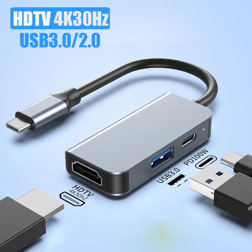 USB-C 4K HDMI Hub ชาร์จเร็ว PD สำหรับ Macbook iPad Samsung