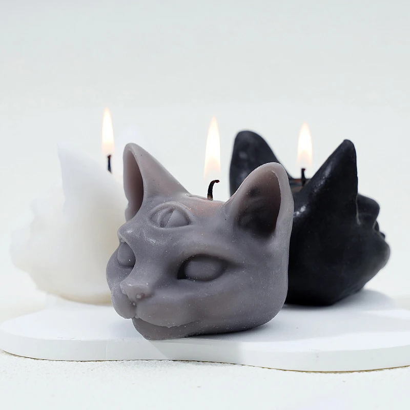 Candele gotiche profumate a tre occhi di gatto cera di soia Halloween decorazione creativa per aromaterapia ornamenti per gatti scuri decorazioni per la casa regalo