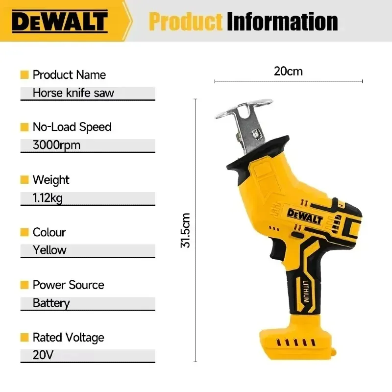 Dewalt 2800RPM 브러시리스 왕복톱 무선 전기톱 다기능 금속 목재 파이프 절단 톱 전동 공구