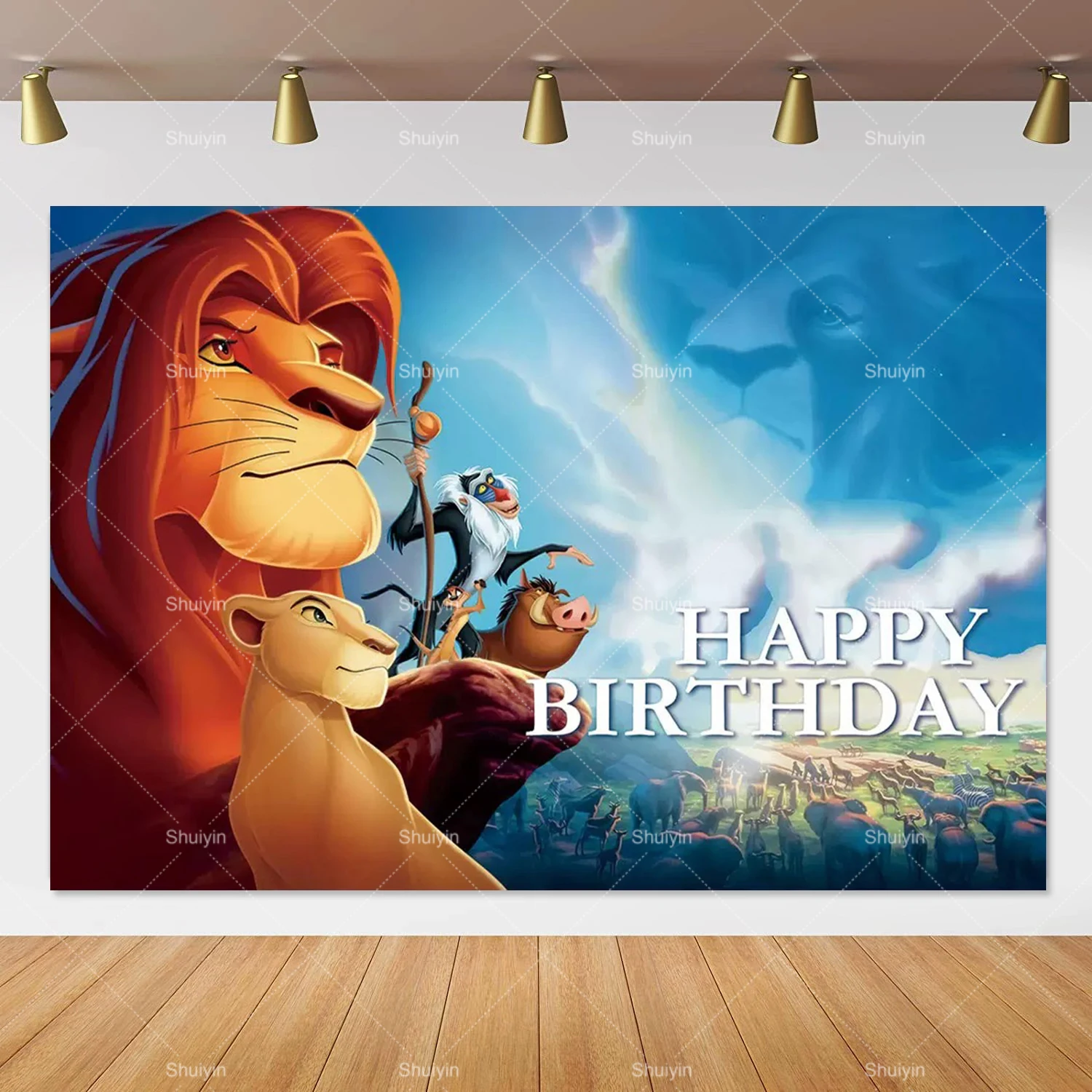 Simba's Jungle Celebration Backdrop - Tropical Birthday Party Decor Banner