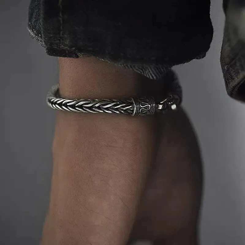 Fashion Braided Stainless Steel Bracelet Men's  Armband Nordic Bracelet Biker Riding Rock Party Jewelry 3