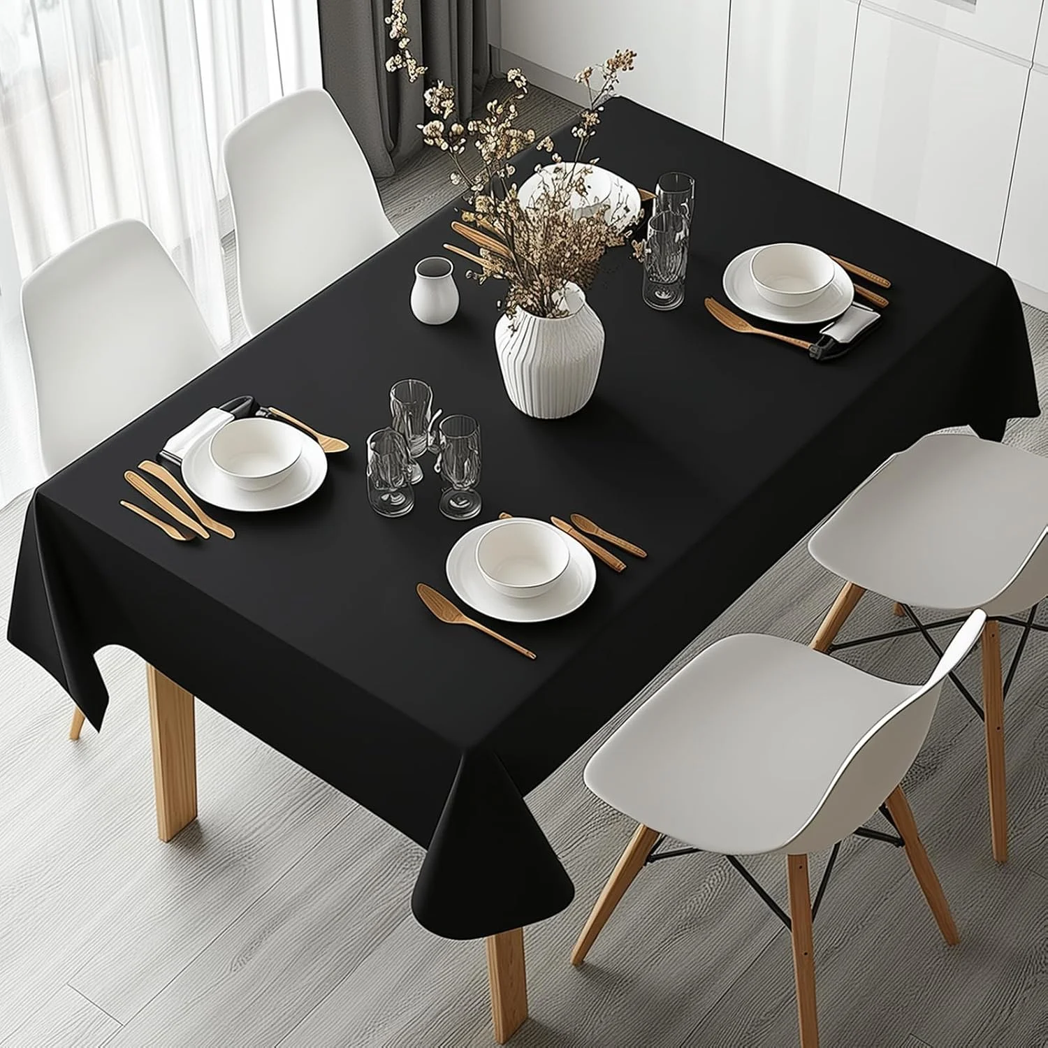 Black Rectangular Tablecloth - 54 x 108 inches - Disposable Tablecloths for Meals, Parties and other Occasions 2