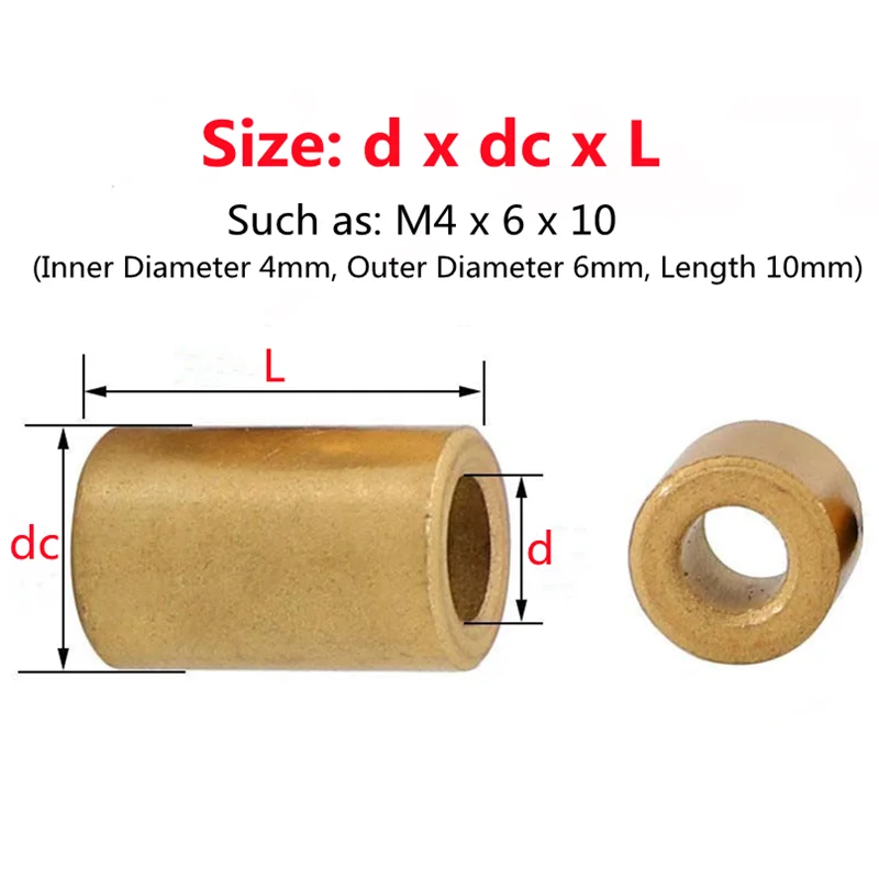 oil bearing 10/5/3/2/1pcs M3 M4 M5 M6 M8 M10 M12 M14 M16-M20 powder metallurgy copper brass sleeve base bushing