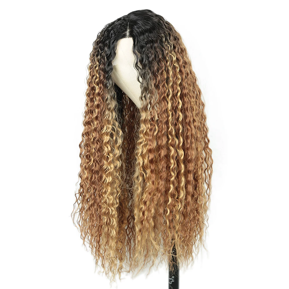 ALIBABY Parrucche Cosplay Culry 13X4x1 Parrucca anteriore in pizzo sintetico per le donne Resistente al calore di alta qualità T Parte Parrucche in pizzo Liquidazione