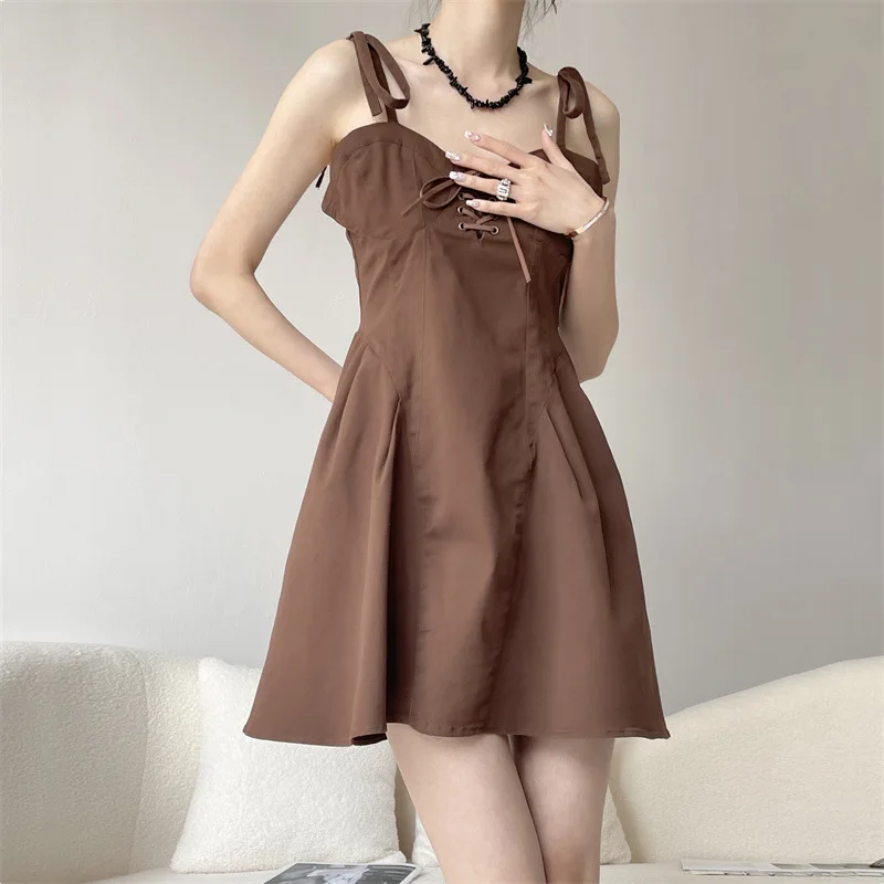 

Pure Desire Style Sexy Drawstring Waist Collection Treasure Camisole Dress for Women's Summer Petite Skirt