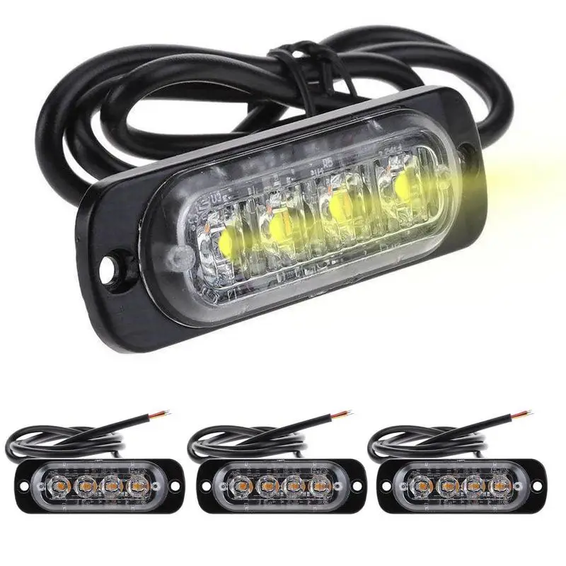 

Truck 12V 24V 4 LED Strobe Warning Light Strobe Grille Flashing Lightbar Car Beacon Lamp Yellow Traffic Emergency Light