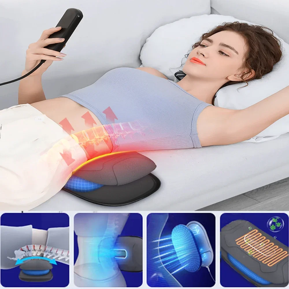 

Electric Lumbar massager Hot Compress Shock Waist Traction Instrument Timing Red Light Lumbar Pillow Airbag Pulse Back Massager