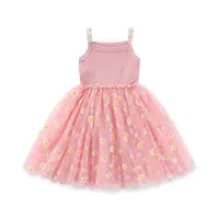 Robe d'été coréenne pour filles de 0 à 6 ans, jolie robe à bretelles en maille à motif marguerite pour bébés et enfants, idéale pour la plage et les vacances 2