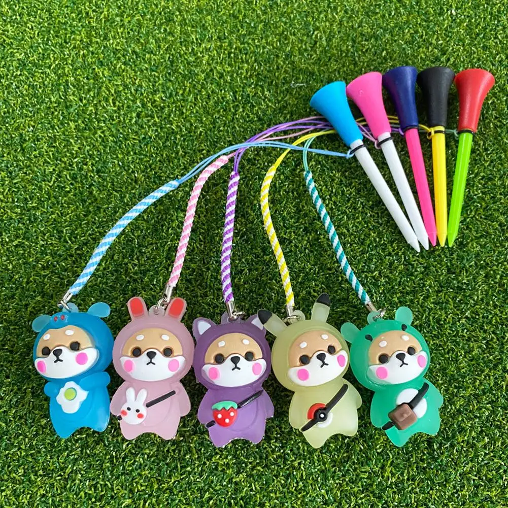 Description Picture 6 of item1Pcs Golf Rubber Tees With Flashing Light Cartoon Cute Prevent Loss Golf Ball Holder With Braided Rope Outdoor Golf Accessory