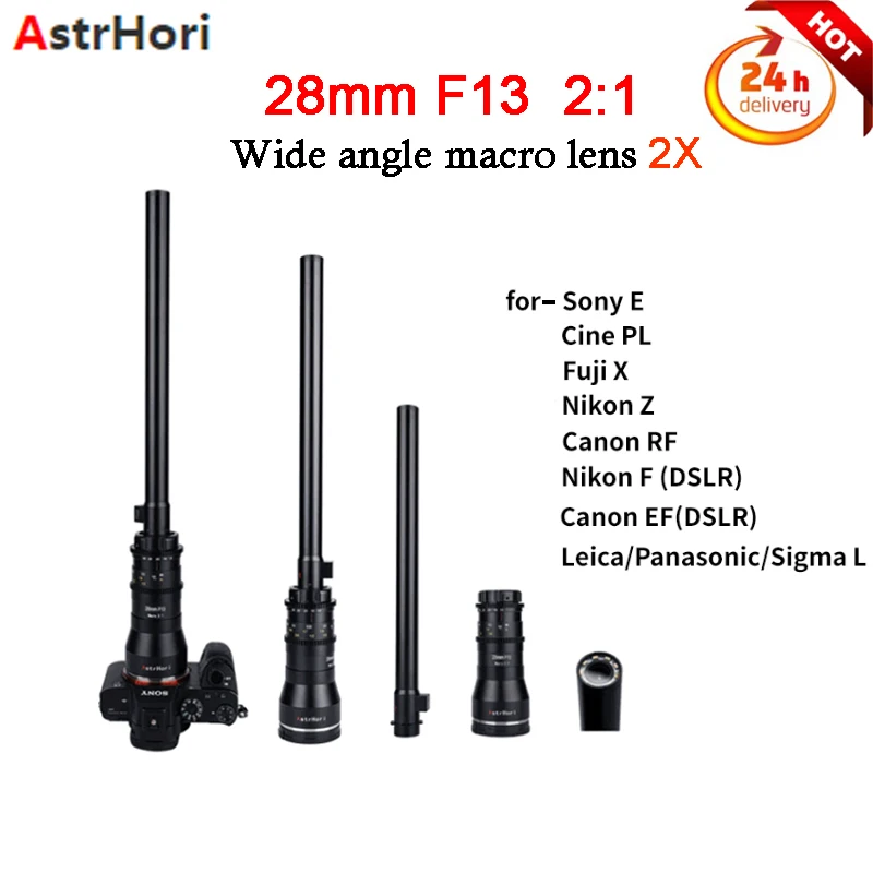 Astrhori 28Mm F13 2X Obiettivo Sonda Macro Obiettivo Speciale Full Frame Compatibile Con Supporti Sony E L Nikon F/Z Canon Rf/Ef Fuji Xf Pl