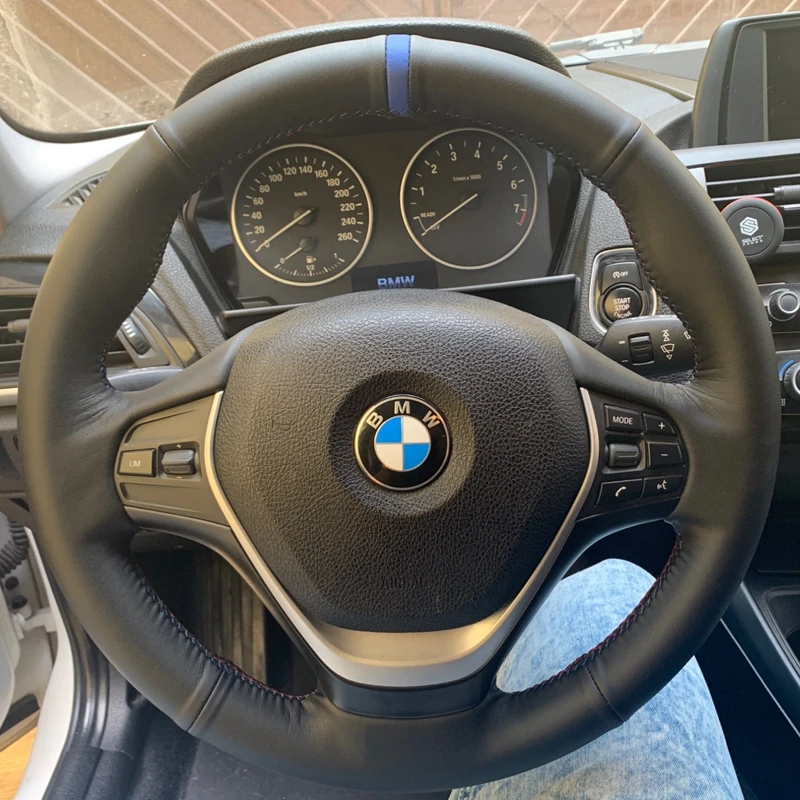 BMW 320d E46 Cuero Negro Cubierta Del Volante - Azul Real De La Puntada